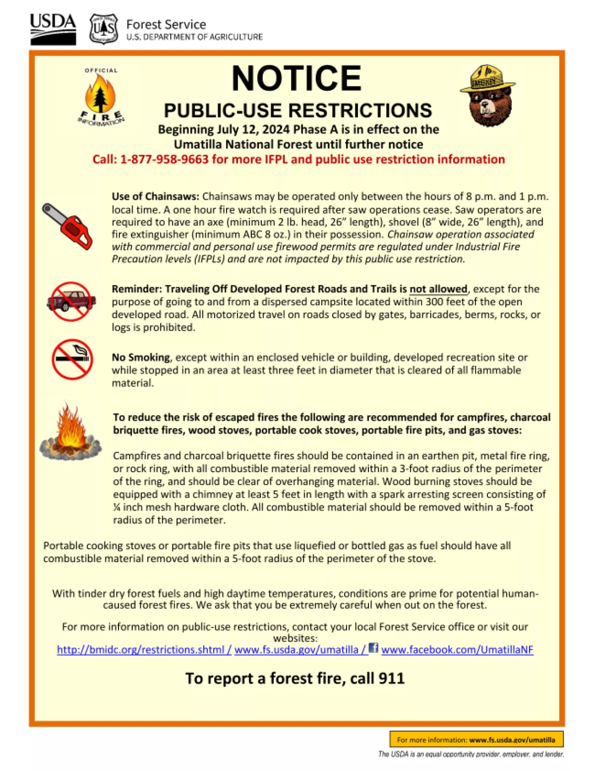 USFS Public Use Restriction Poster