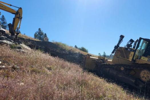 View up the bank past dozer