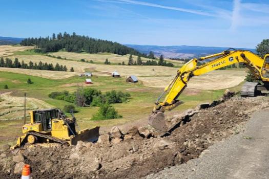 Excavator, view across fields